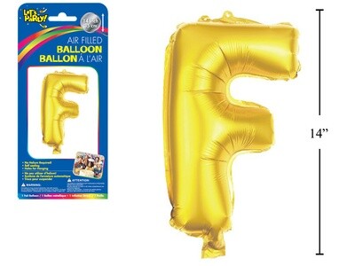 Gold Letter F Balloon (14&quot; Air Filled)