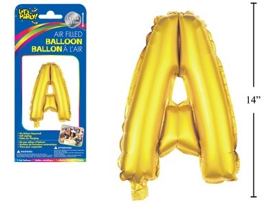 Gold Letter A Balloon (14" Air Filled)