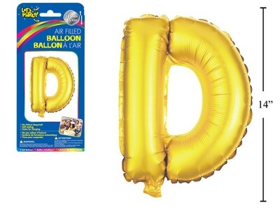Gold Letter D Balloon (14&quot; Air Filled)
