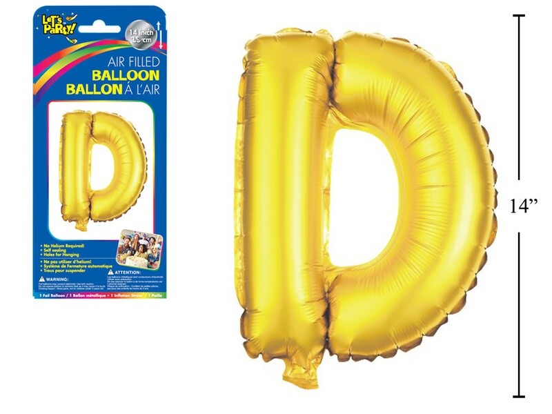 Gold Letter D Balloon (14&quot; Air Filled)