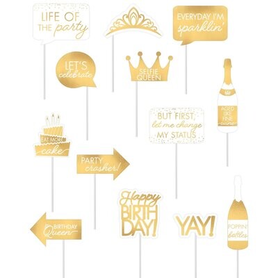 Golden Age Birthday Photobooth Props, 13ct