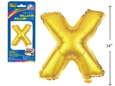 Gold Letter X Balloon (14&quot; Air Filled)