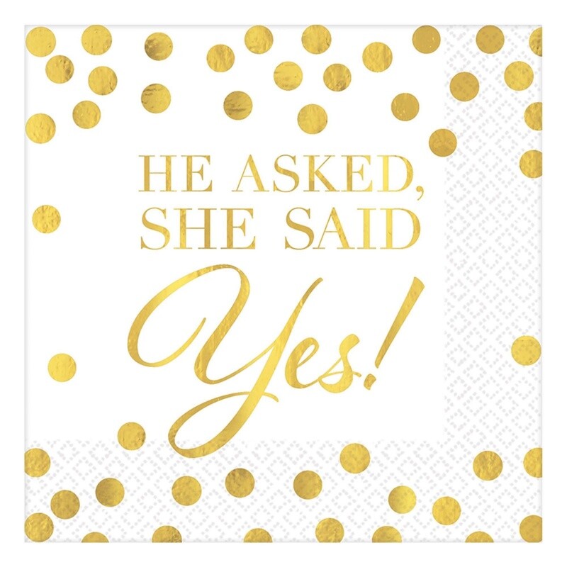 &quot;She Said Yes!&quot; Beverage Napkins, 16ct