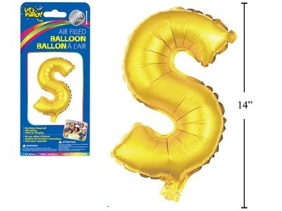 Gold Lettetr S Balloon (14&quot; Air Filled)