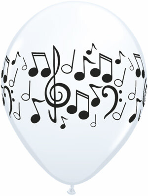 White and Black Music Notes Printer 12&quot; Latex Singles