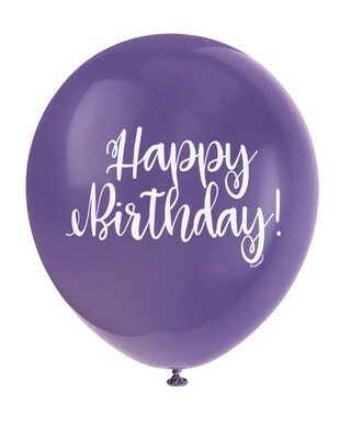 &#39;Happy Birthday!&#39; Script Deep Purple 12&quot; Latex Singles