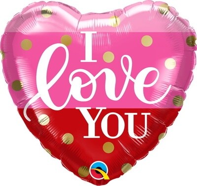 &#39;I Love you&#39; Pink and Red 18&quot; Heart Shaped Mylar