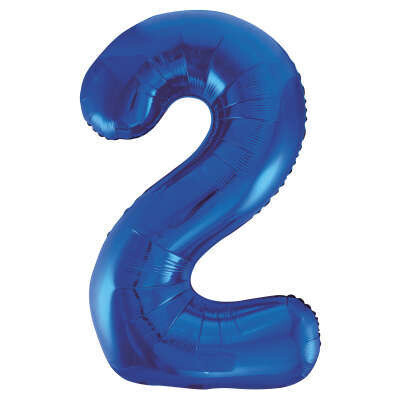 Blue Number 2 Shaped Foil Balloon 34&quot; Packaged -Unique