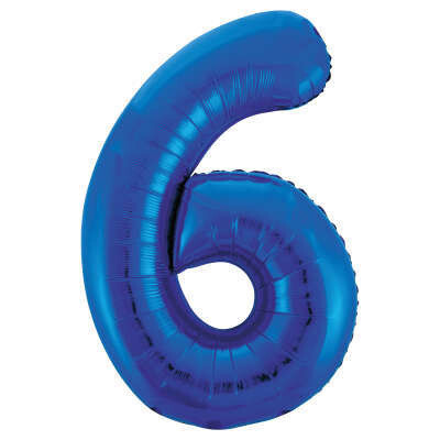 Blue Number 6 Shaped Foil Balloon 34&quot; Packaged -Unique