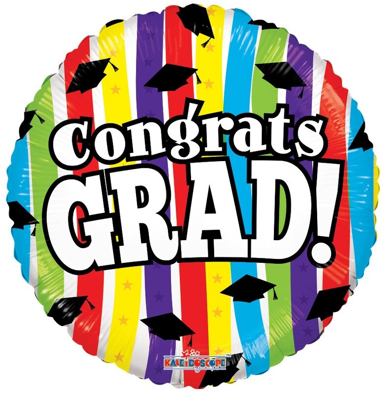 Congrats Grad Stripes Balloon- 18&quot;