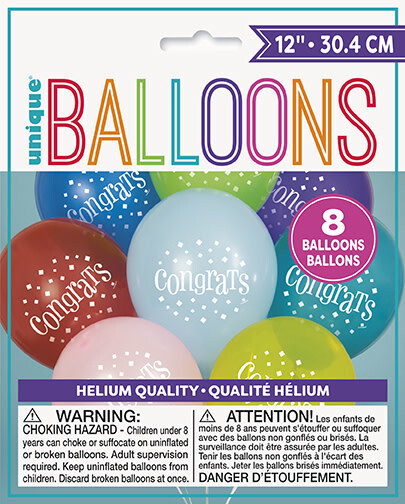 Congratulations 12&quot; Latex Balloons, 8ct