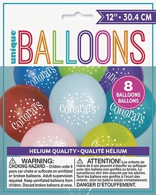 Congratulations 12&quot; Latex Balloons, 8ct