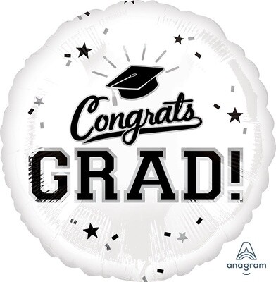 18&quot; White &quot;Congrats Grad!&quot; Mylar