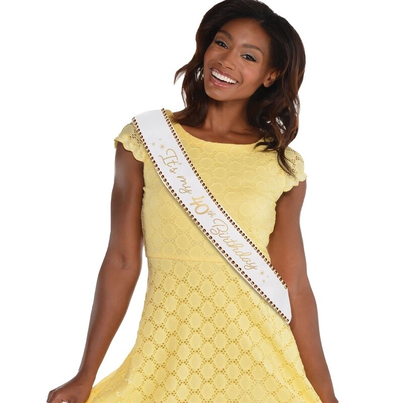 Golden Age Birthday 40th Fabric Sash