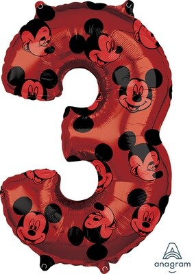 26&quot; Mickey Mouse Forever Number 3 Mid-Size Foil Balloon