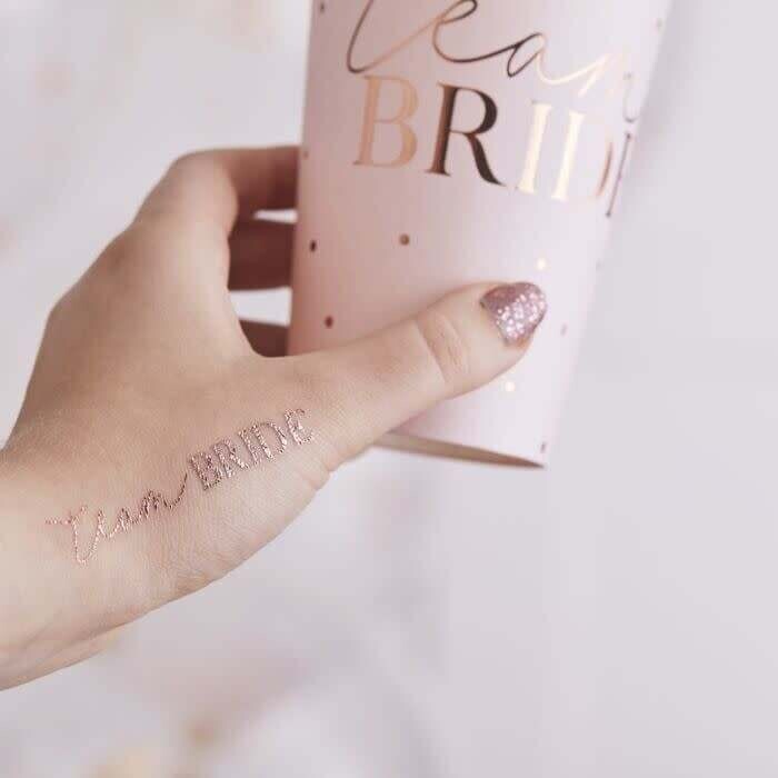 Rose Gold &quot;Team Bride&quot; Temporary Tattoos, 16ct