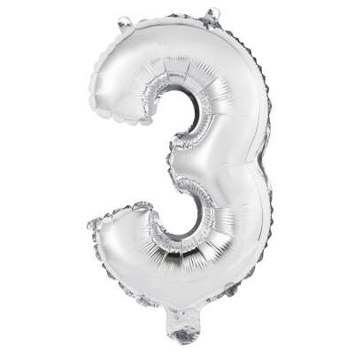 Silver Number 3 Balloon (14&quot; Air Filled)
