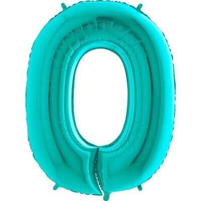 40&quot; Foil Shape Megaloon Balloon Number 0 Tiffany Blue