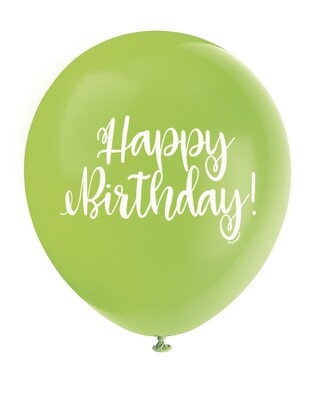 &#39;Happy Birthday!&#39; Script Lime Green 12&quot; Latex Singles