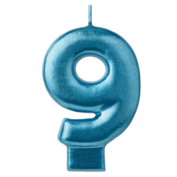 Metallic Blue Number 9 Candle