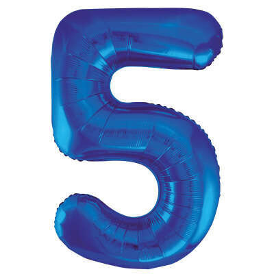Blue Number 5 Shaped Foil Balloon 34&quot; Packaged -Unique