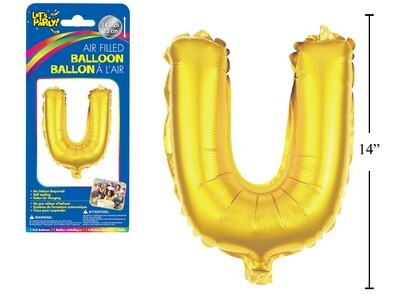 Gold Letter U Balloon (14&quot; Air Filled)