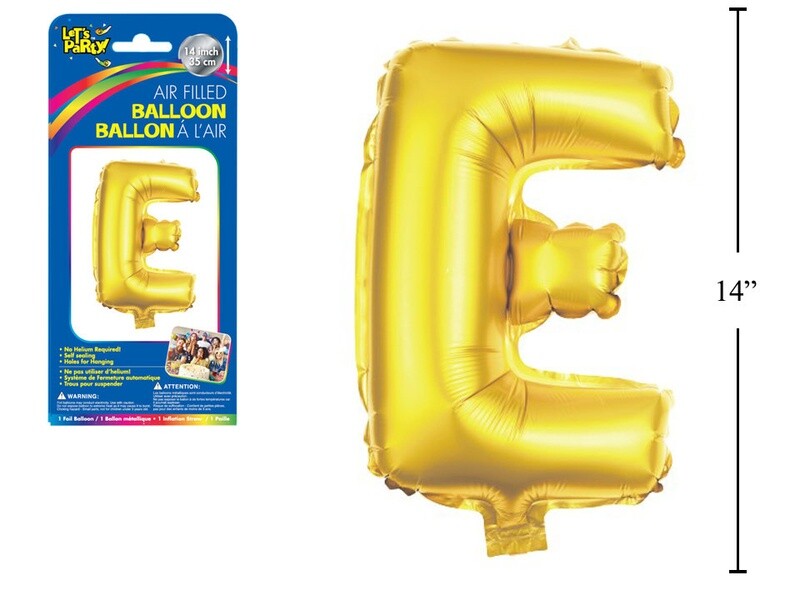 Gold Letter E Balloon (14" Air Filled)
