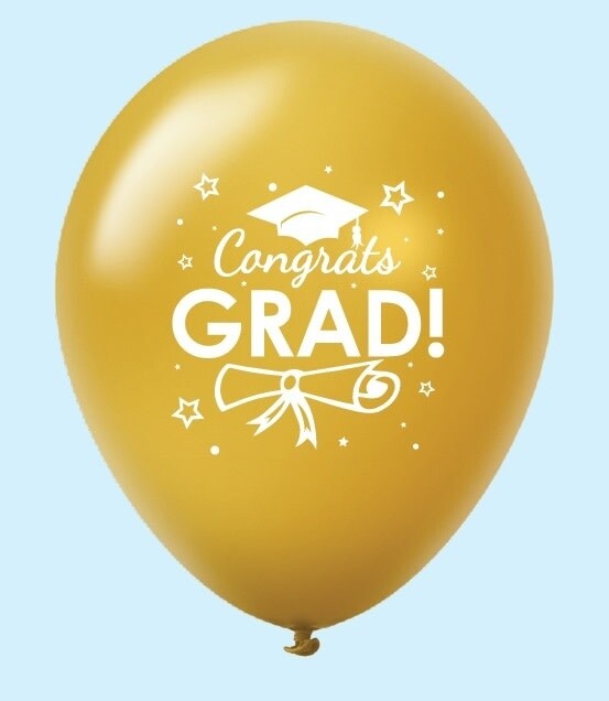 &quot;Congrats Grad!&quot; School Colours 12&quot; Printed Latex Singles