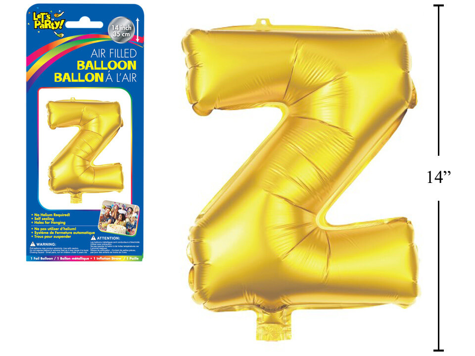 Gold Letter Z Balloon (14&quot; Air Filled)