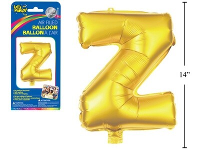 Gold Letter Z Balloon (14&quot; Air Filled)