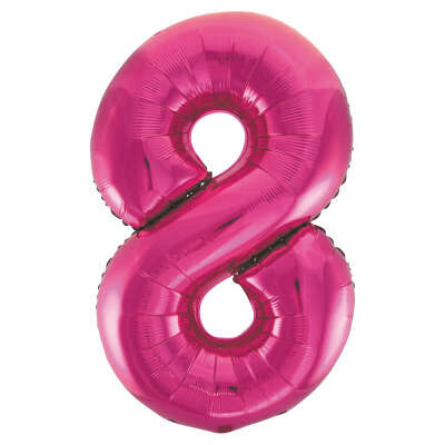 Hot Pink Number 8 Shaped Foil Balloon 34&quot; Packaged-Unique