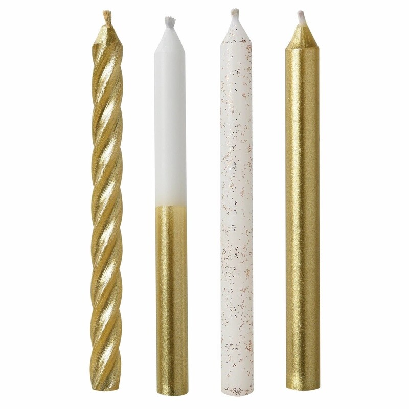 Gold Metallic Mix Candles 12ct