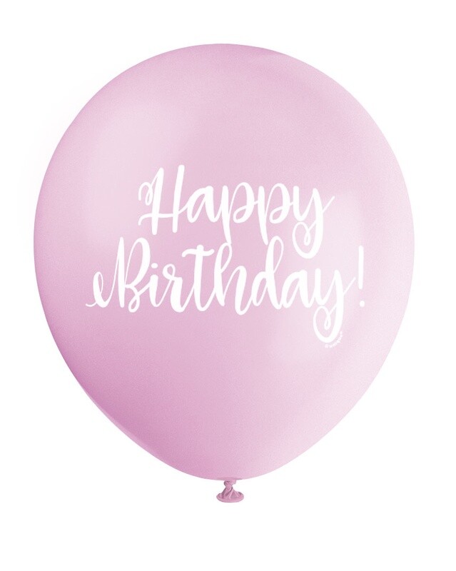 &#39;Happy Birthday!&#39; Script Pink 12&quot; Latex Singles