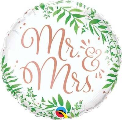 Mr and Mrs 18&quot; Greenery Mylar