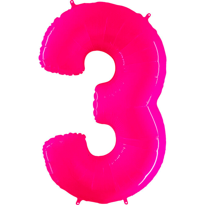 40&quot; Foil Shape Balloon Number 3 Fluorescence Pink
