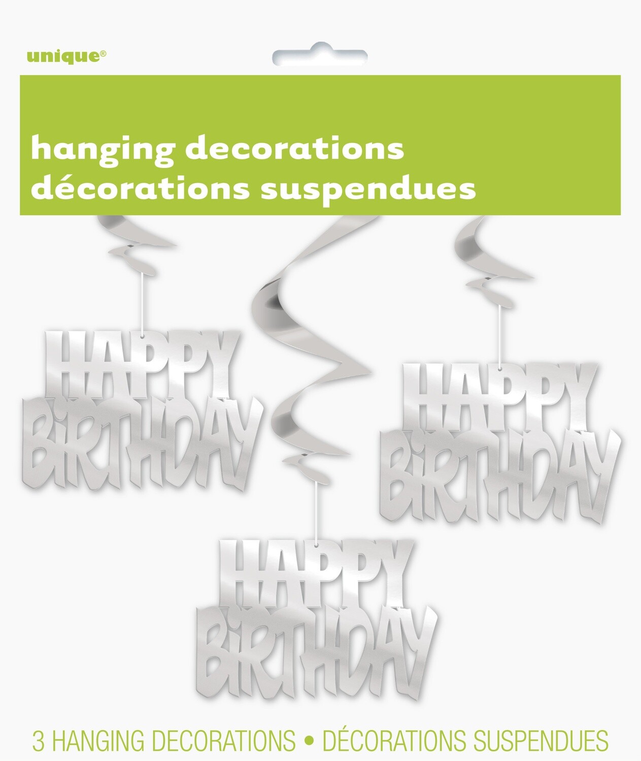Silver Happy Birthday Swirls 3ct
