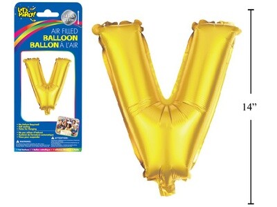 Gold Letter V Balloon (14&quot; Air Filled)