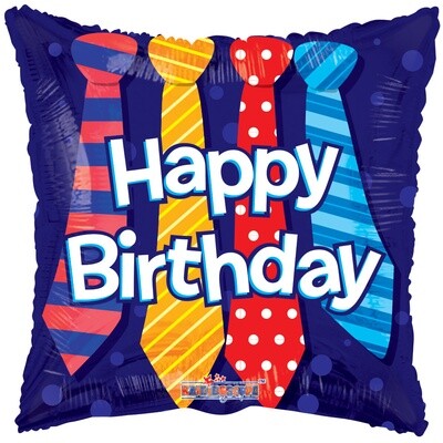 18” Happy Birthday Ties Balloon