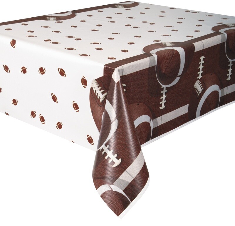 Football Printed Rectangular Plastic Tablecloth,  54&quot; x 84&quot;