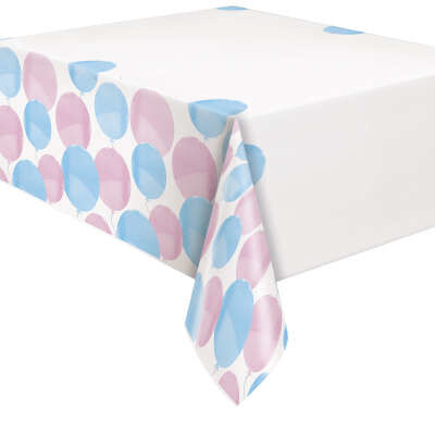 Gender Reveal &#39;Girl or Boy&#39; Plastic Rectangular Tablecloth, 54&quot; x 84&quot;