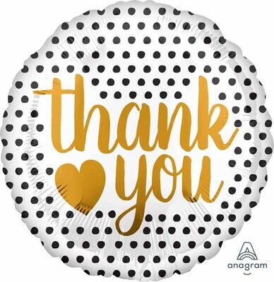 Thank You Black and White Dot 18" Mylar