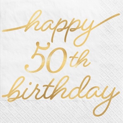 Golden Age &quot;50th&quot; Birthday Hot Stamped Beverage Napkins, 16ct