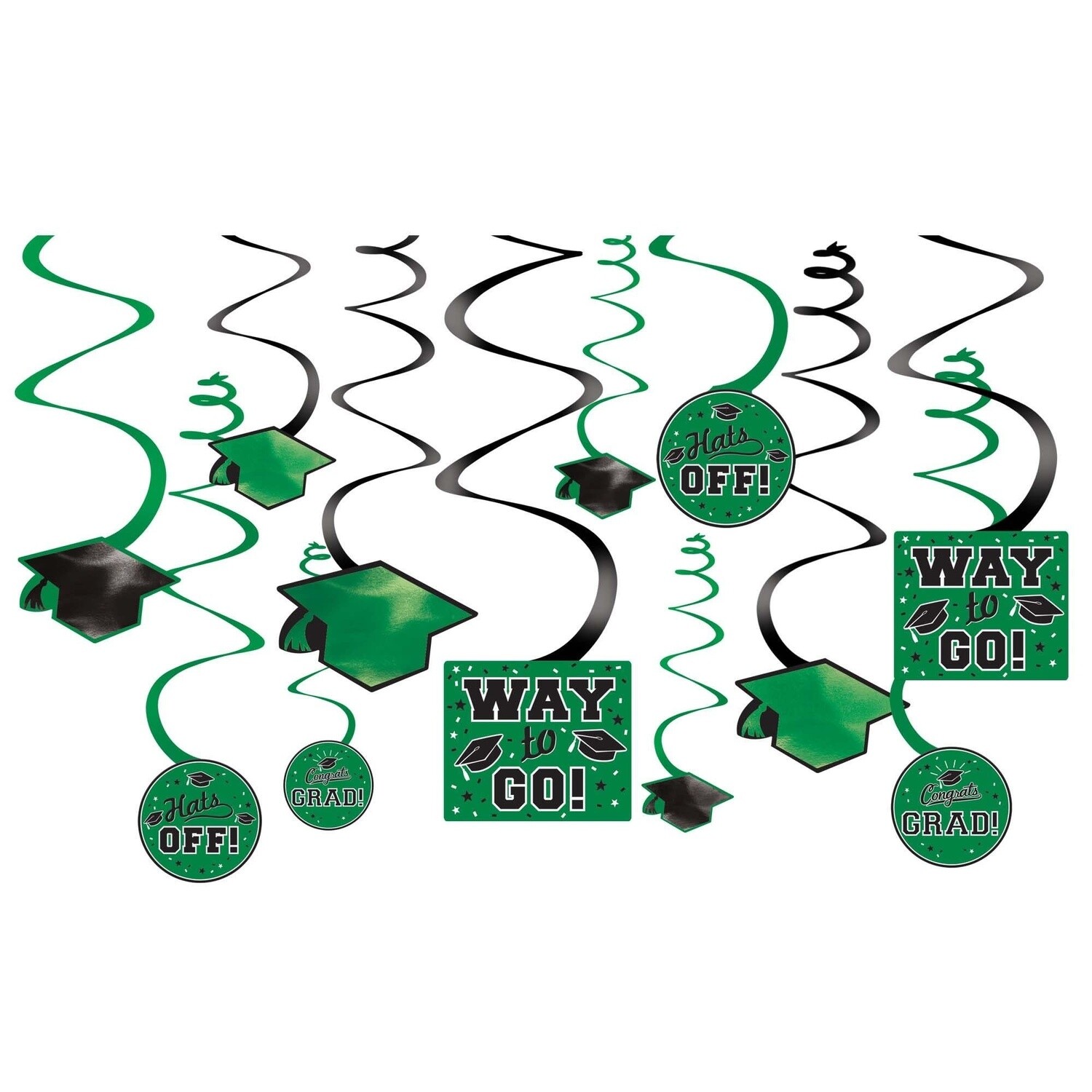 Green Grad Value Pack Swirl Decorations, 12ct