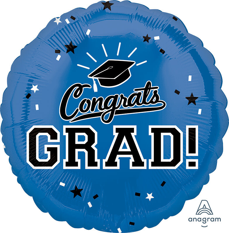18&quot; Royal Blue &quot;Congrats Grad!&quot; Mylar