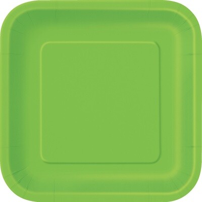 Lime Green 7" Square Plates, 16ct