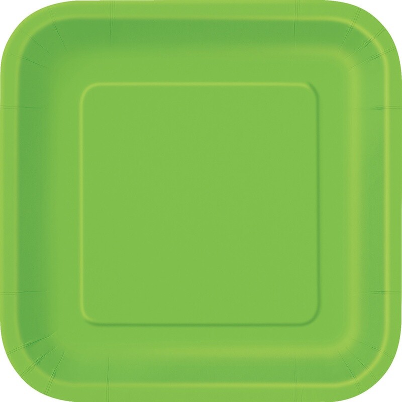 Lime Green 7&quot; Square Plates, 16ct