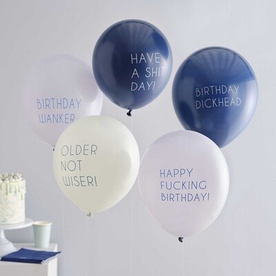Rude Slogan 12&quot; Latex Happy Birthday Balloon Bundle