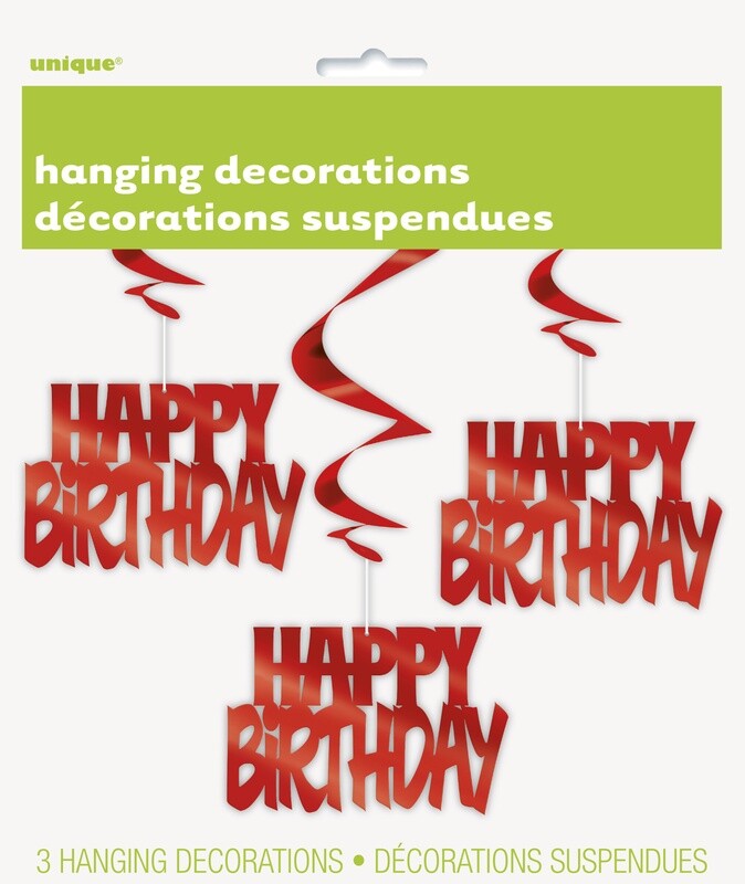 Red Happy Birthday Swirls 3ct