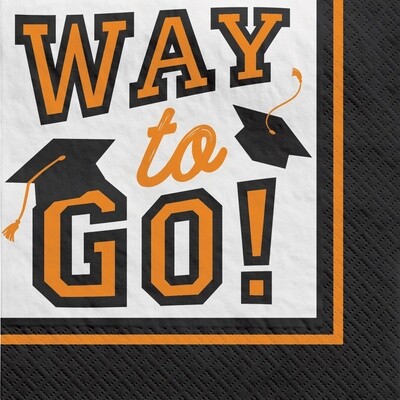 Graduation &quot;Way To Go!&quot; Orange Beverage Napkins, 40ct