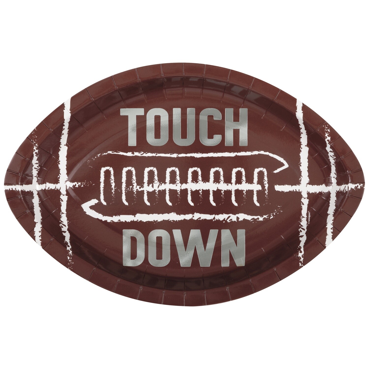 &quot;Touchdown&quot; Football Shaped 12&quot; Plates  8ct